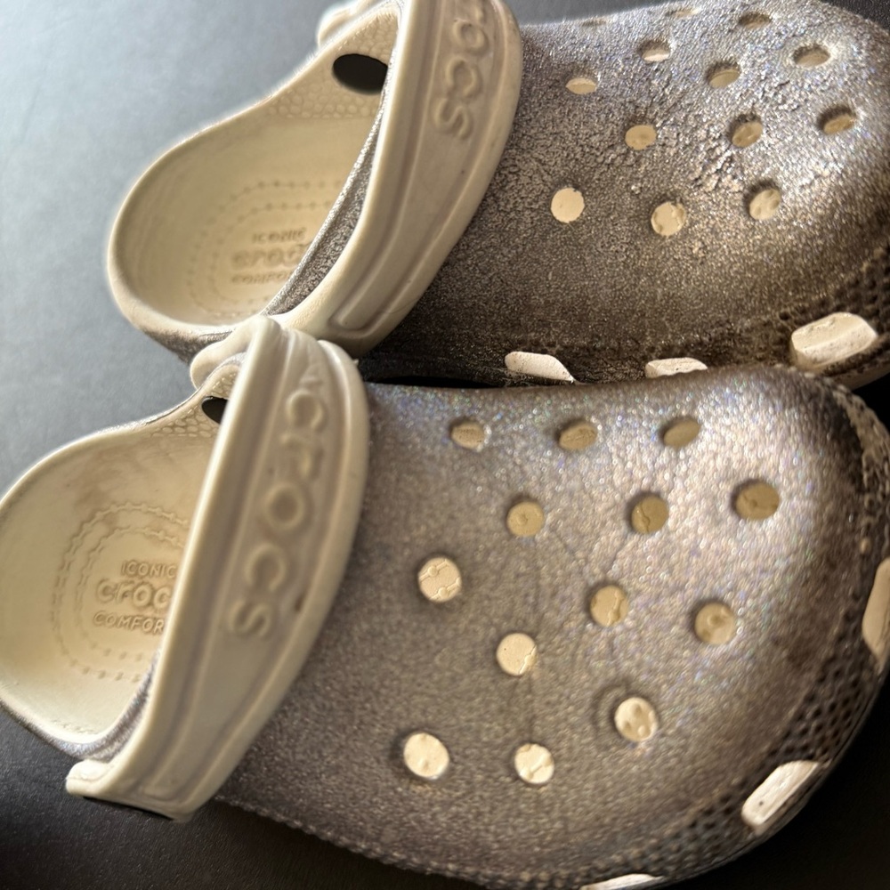 CROCS Kids Metallic Silver Sandals